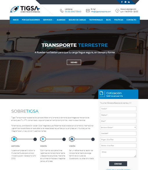 tigsa transports web page